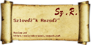 Szlovák Rezső névjegykártya